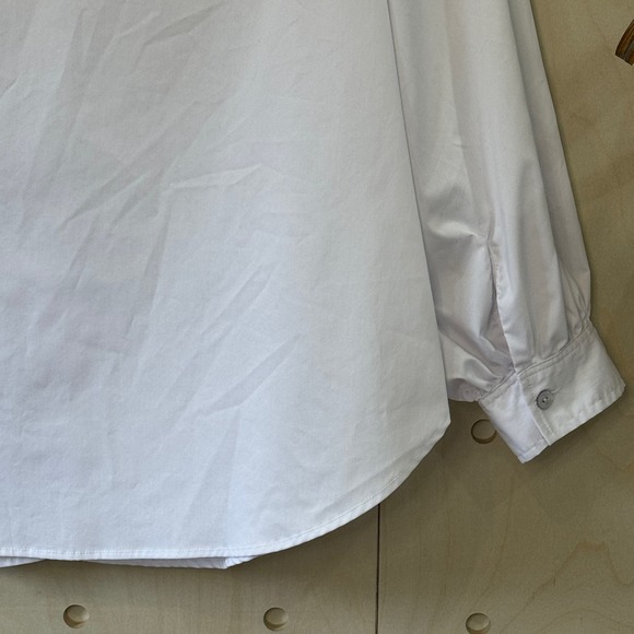 ZAC & RACHEL Woman Crisp White Button Up Shirt Size 1X Gathered Puff Sleeves - Picture 6 of 8